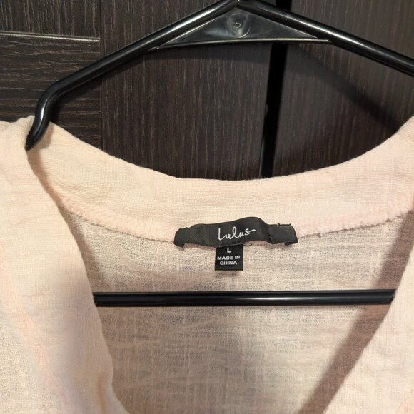 Lulus button up crop, size Large, Light pink linen - Picture 2 of 2
